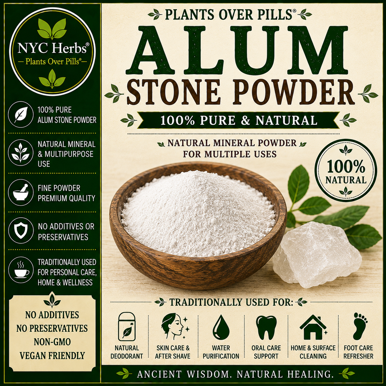 Alum Stone Powder | Natural Astringent & Skin Protector