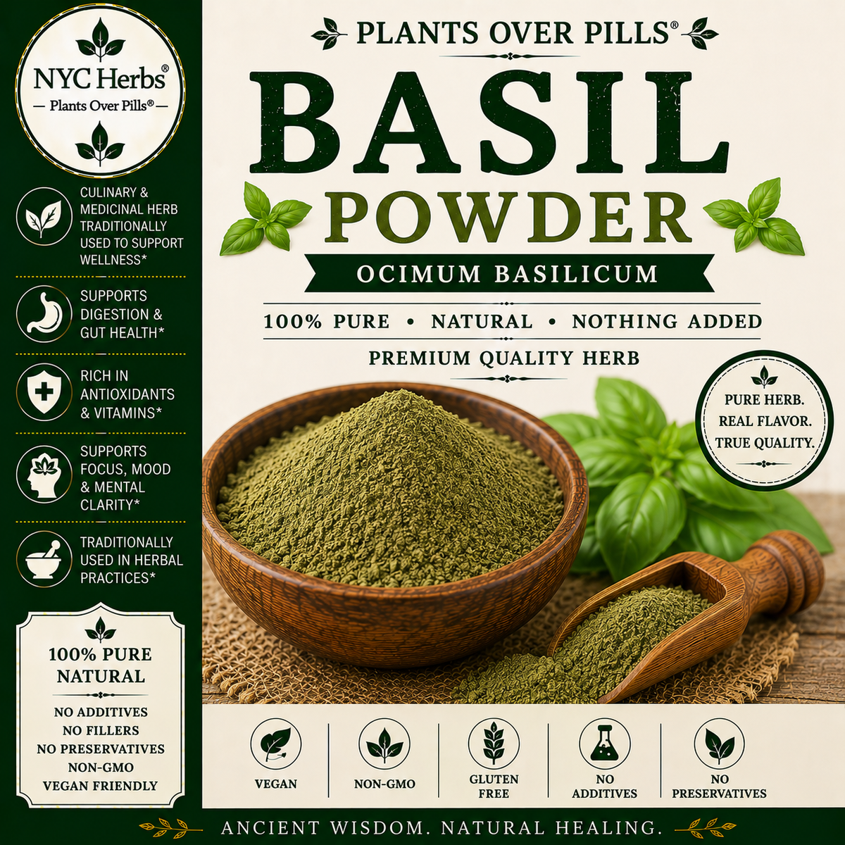 Basil Leaf Powder | Digestive Comfort & Uplifting Energy