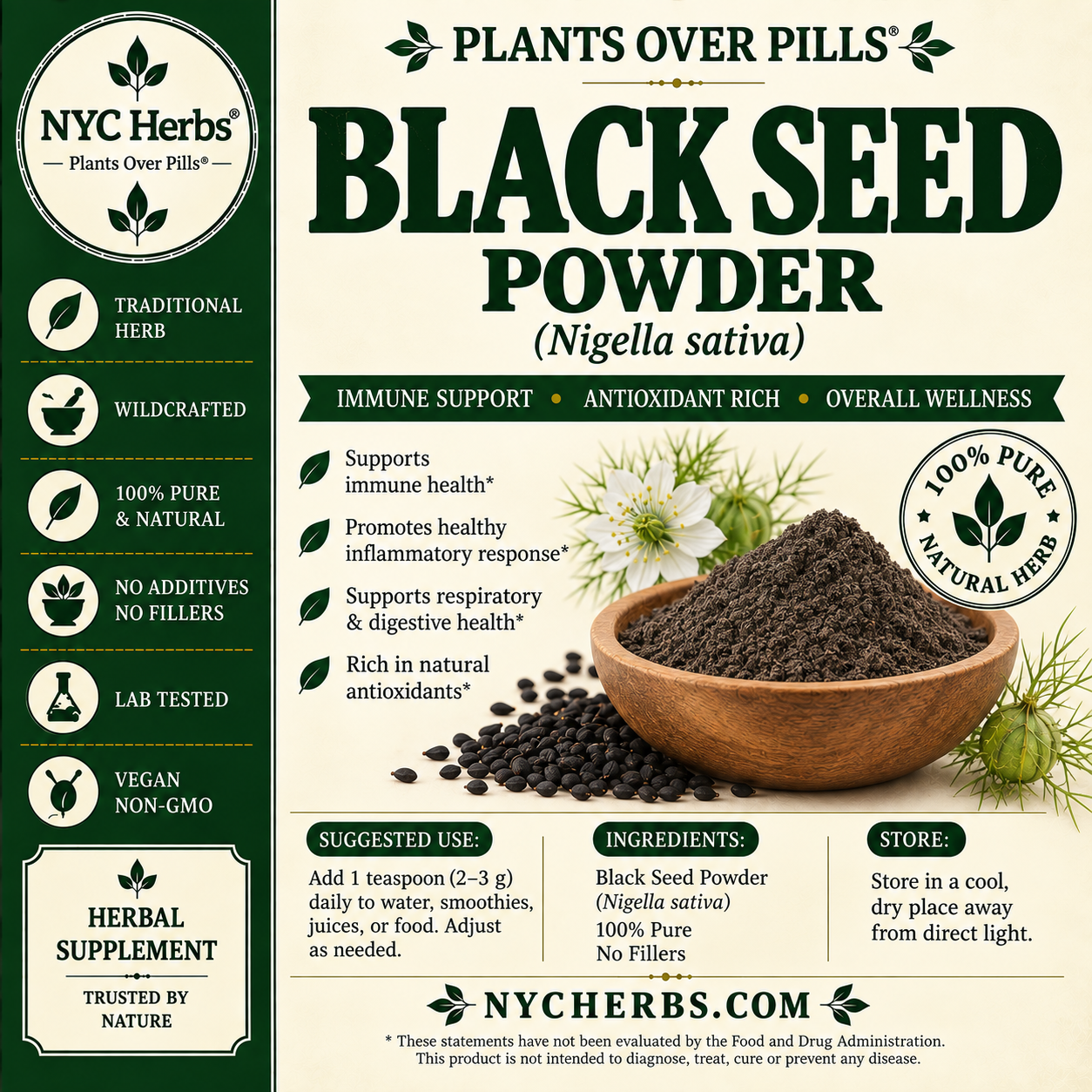 Black Seed Powder (Black Cumin) | Immune Strength & Wellness