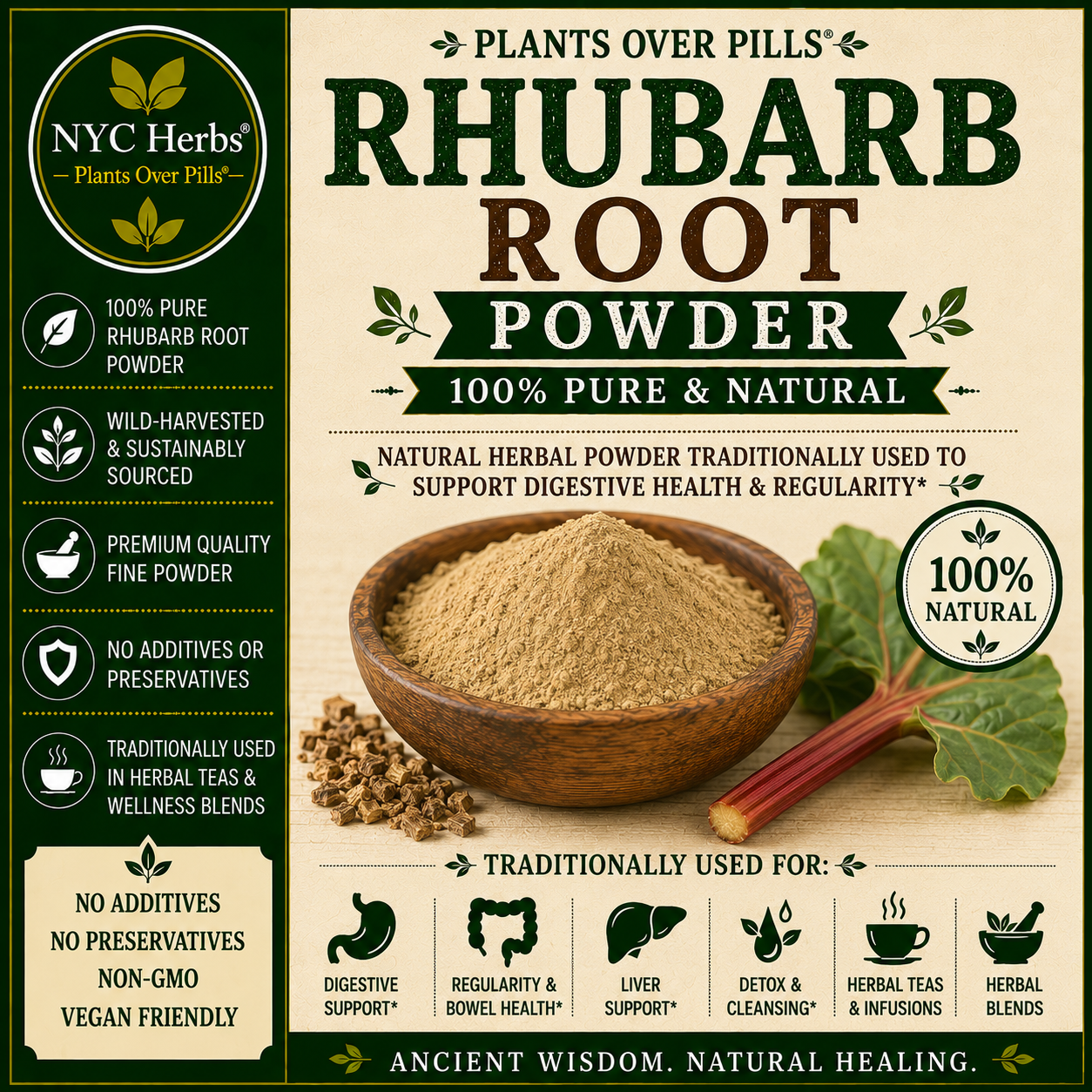 Rhubarb Root Powder | Digestive Cleanse & Liver Support