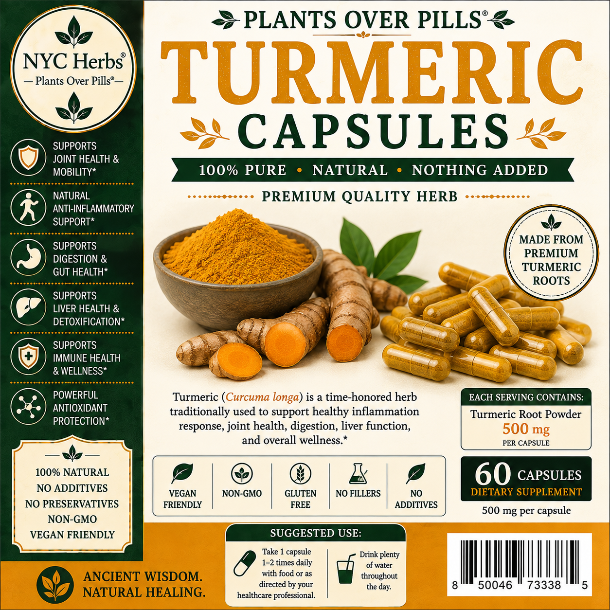 Turmeric Root Capsules | Golden Anti-Inflammatory & Joint Support