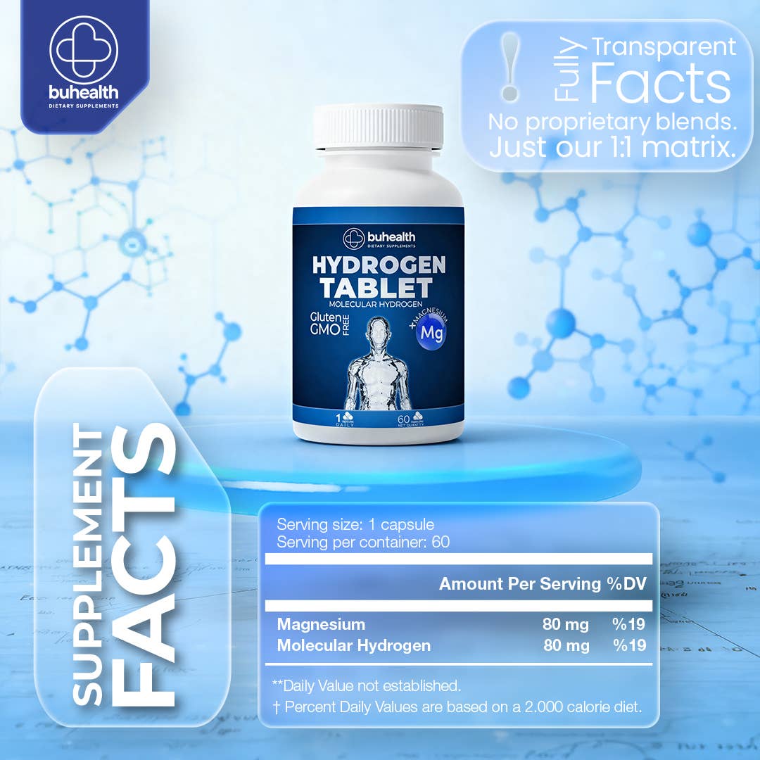 Hydrogen Tablets | Molecular Hydrogen + Magnesium | 60 Tabs