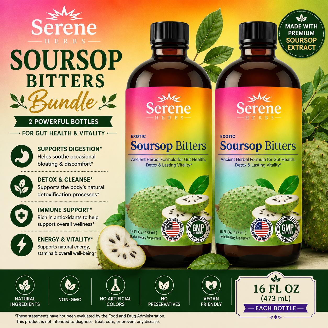 Serene Soursop Bitters one bottle