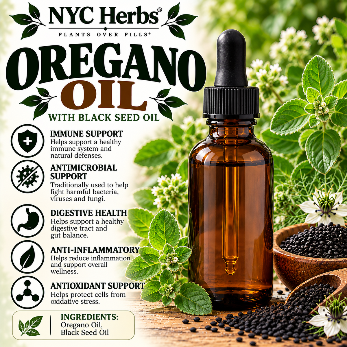 Oregano Oil drops (60-120 servings)