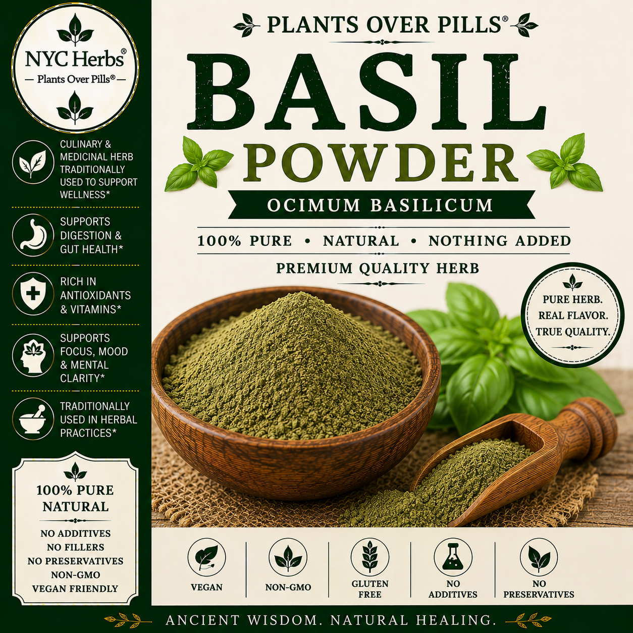 Basil Leaf Powder | Digestive Comfort & Uplifting Energy