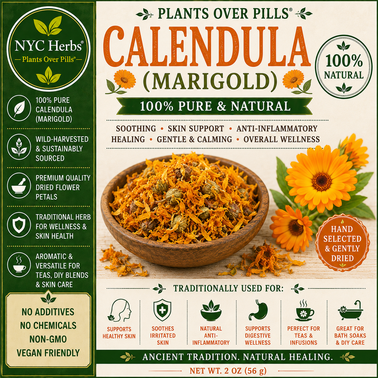 Calendula (Marigold) Powder | Skin Healing & Inner Glow (Copy)