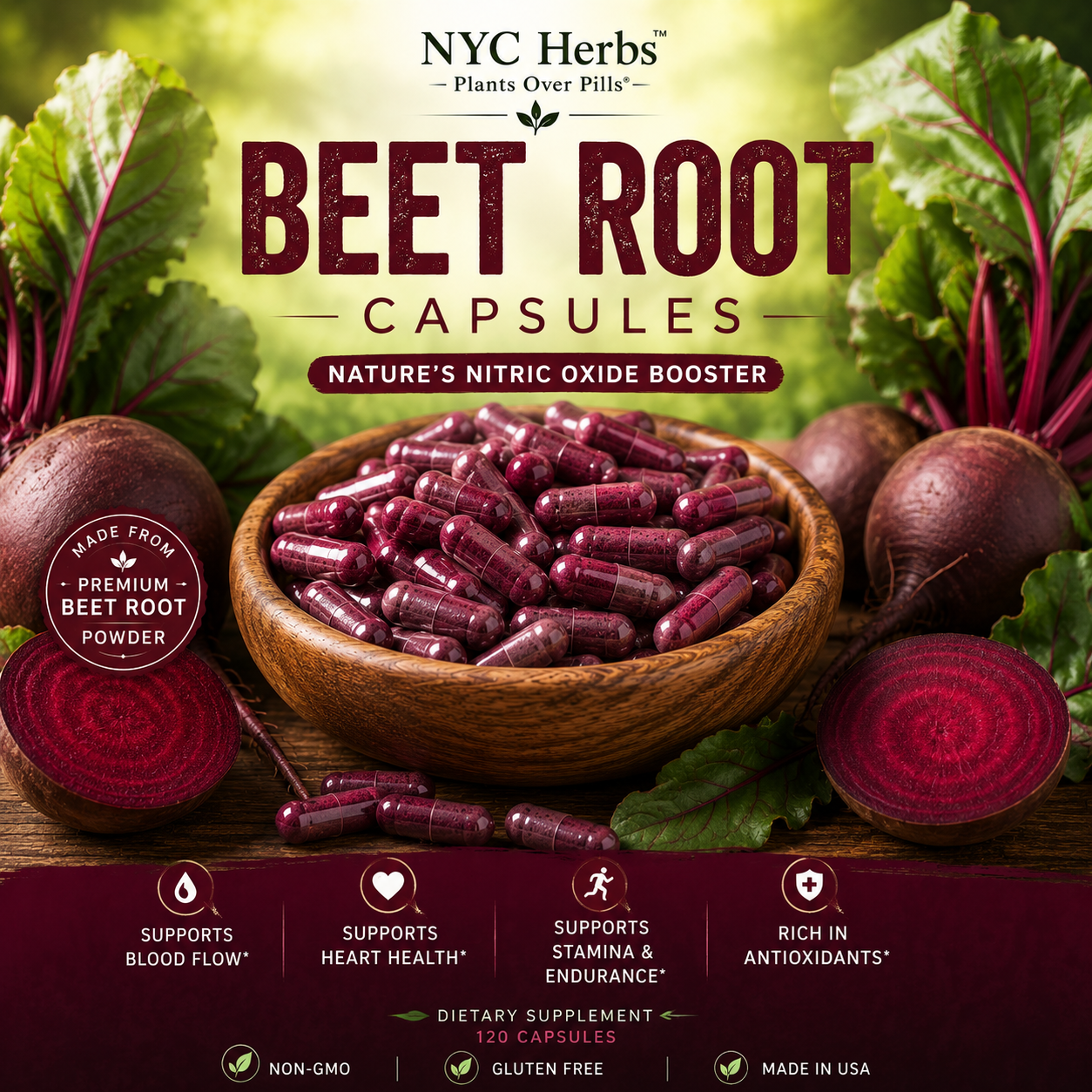 Beet Root Capsules - 60 Count