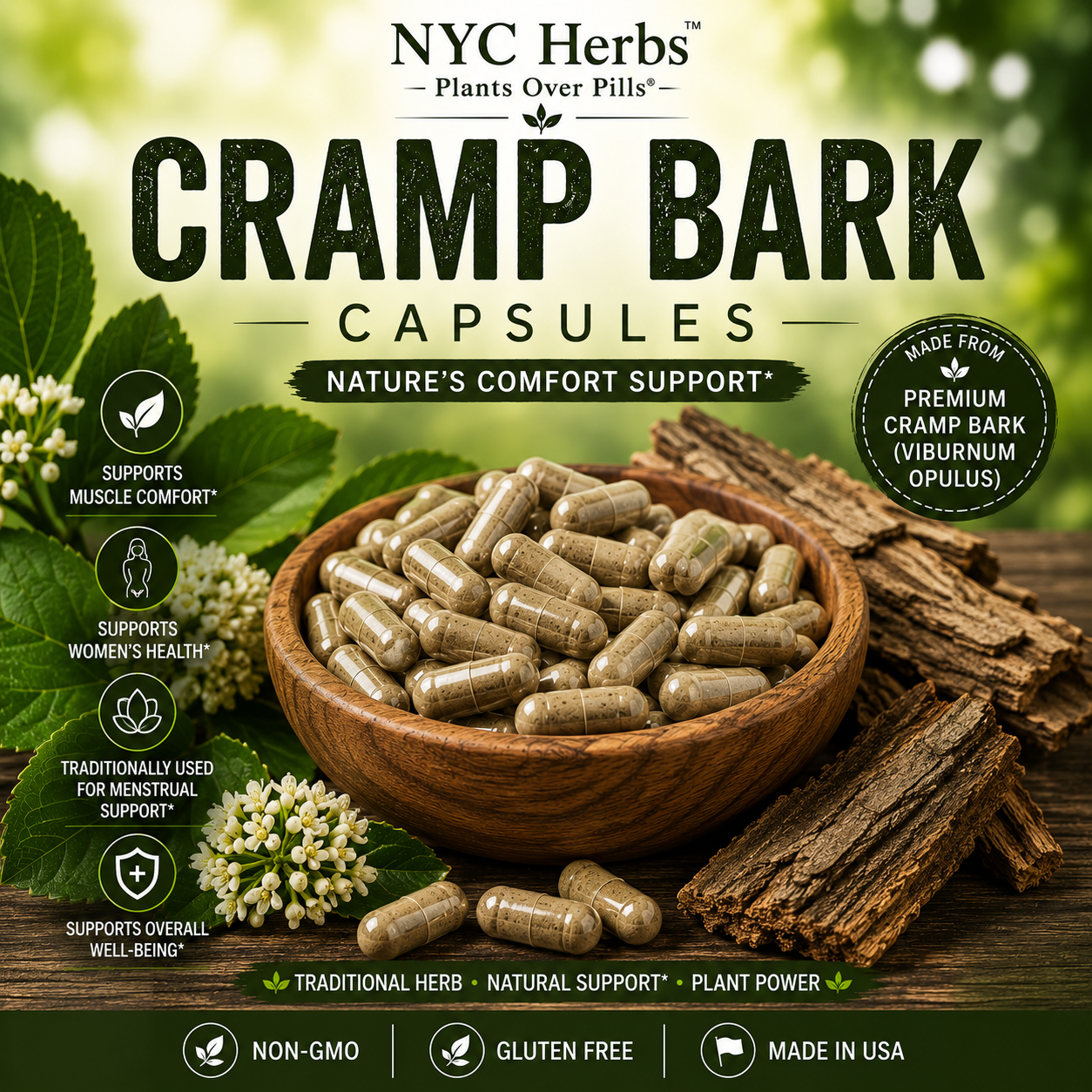 Cramp Bark Capsules - 60 Count