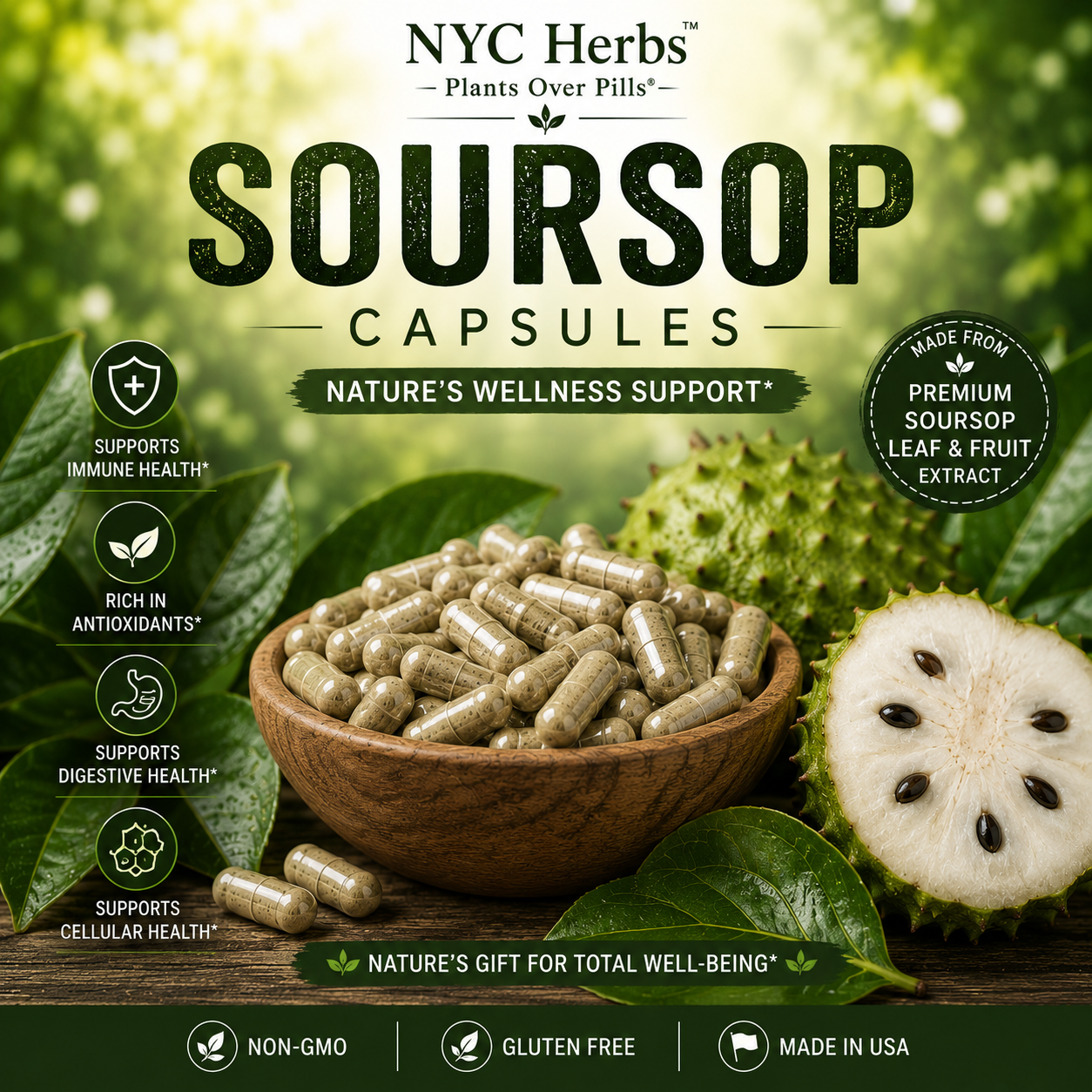 Soursop Capsules (Graviola) | Immune, Cellular & Antioxidant Support (Copy)