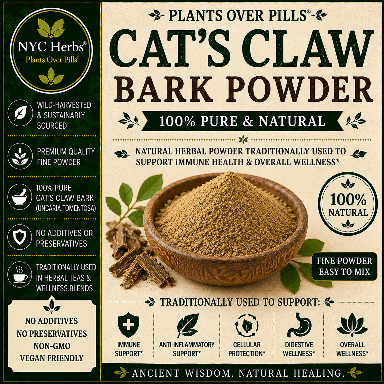 Cat's Claw Bark powder (Kapadulla) | Immune Defense & Joint Support