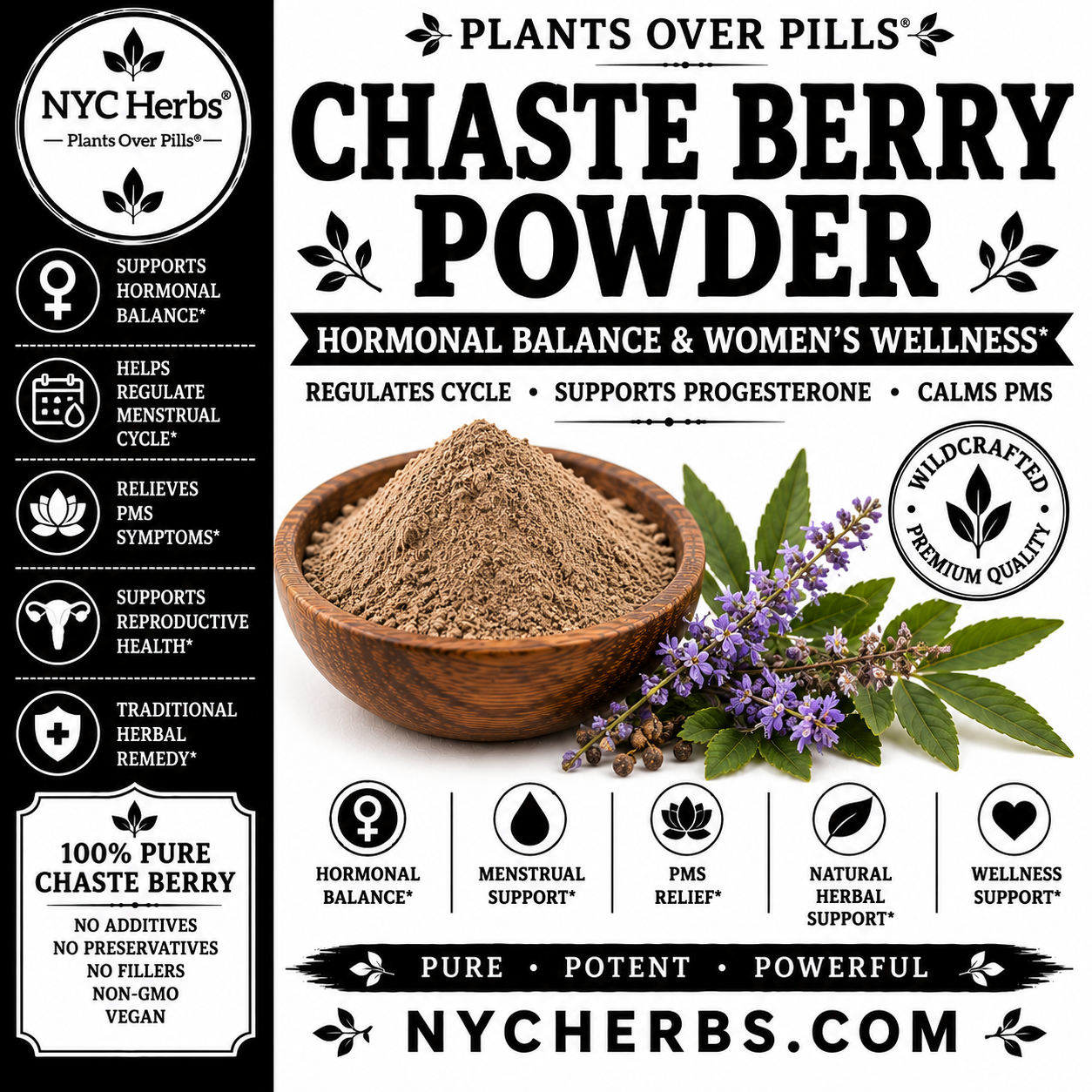 Chaste Berry Powder | Women's Hormonal Balance & Cycle Support