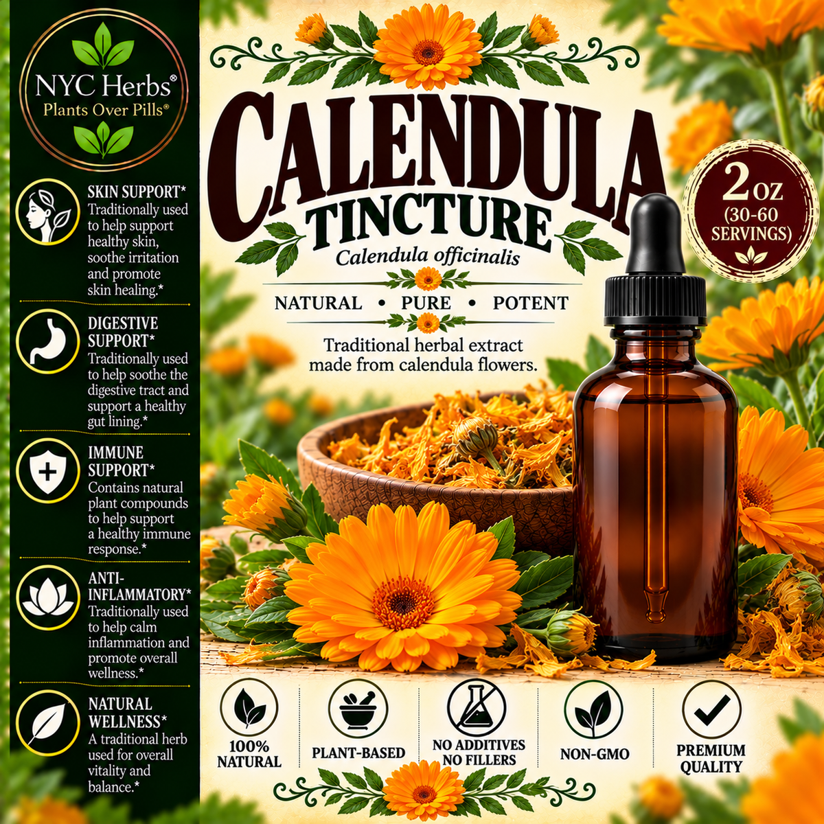 Calendula Tincture (30-60 servings)