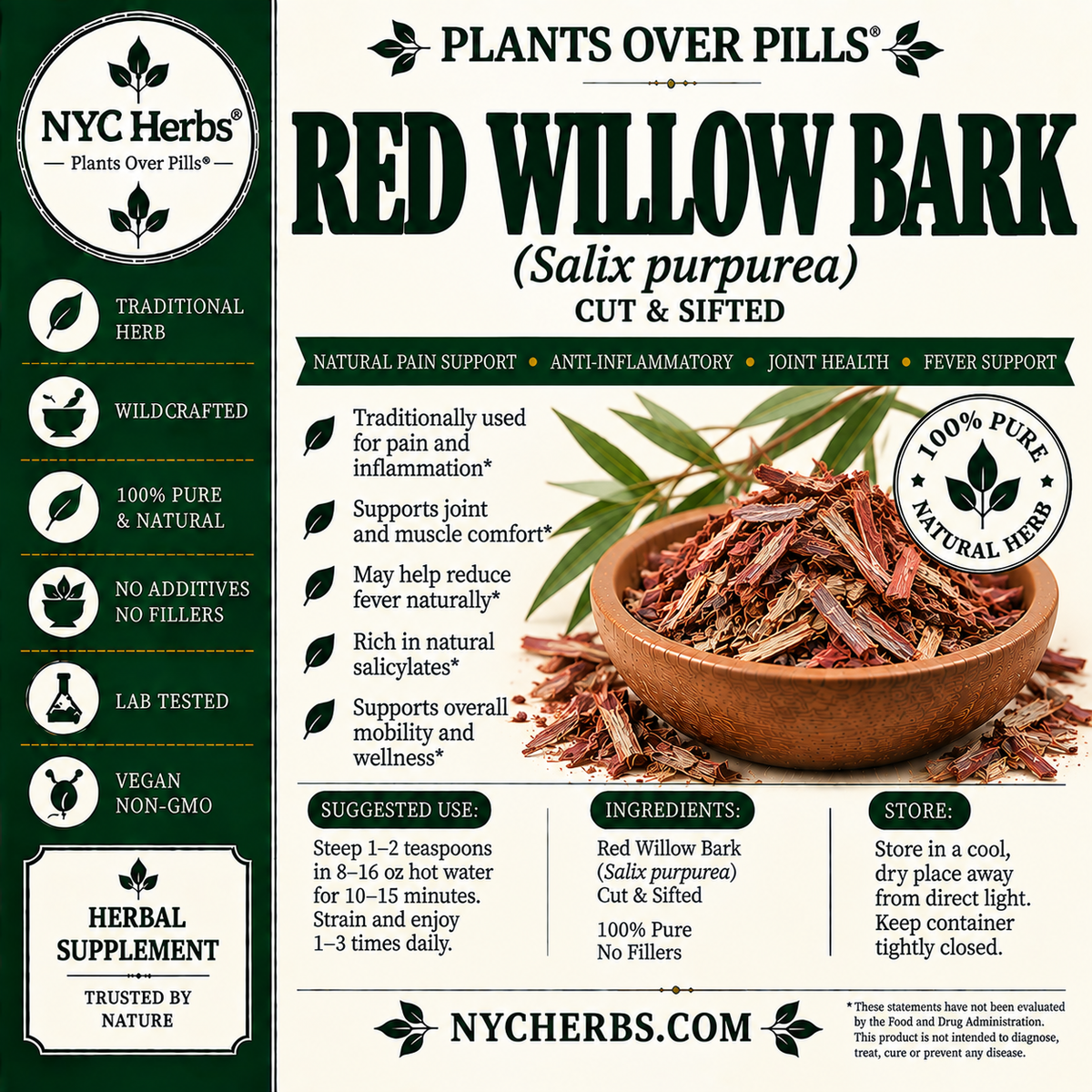 Red Willow Bark | Natural Pain Relief & Anti-Inflammatory Support