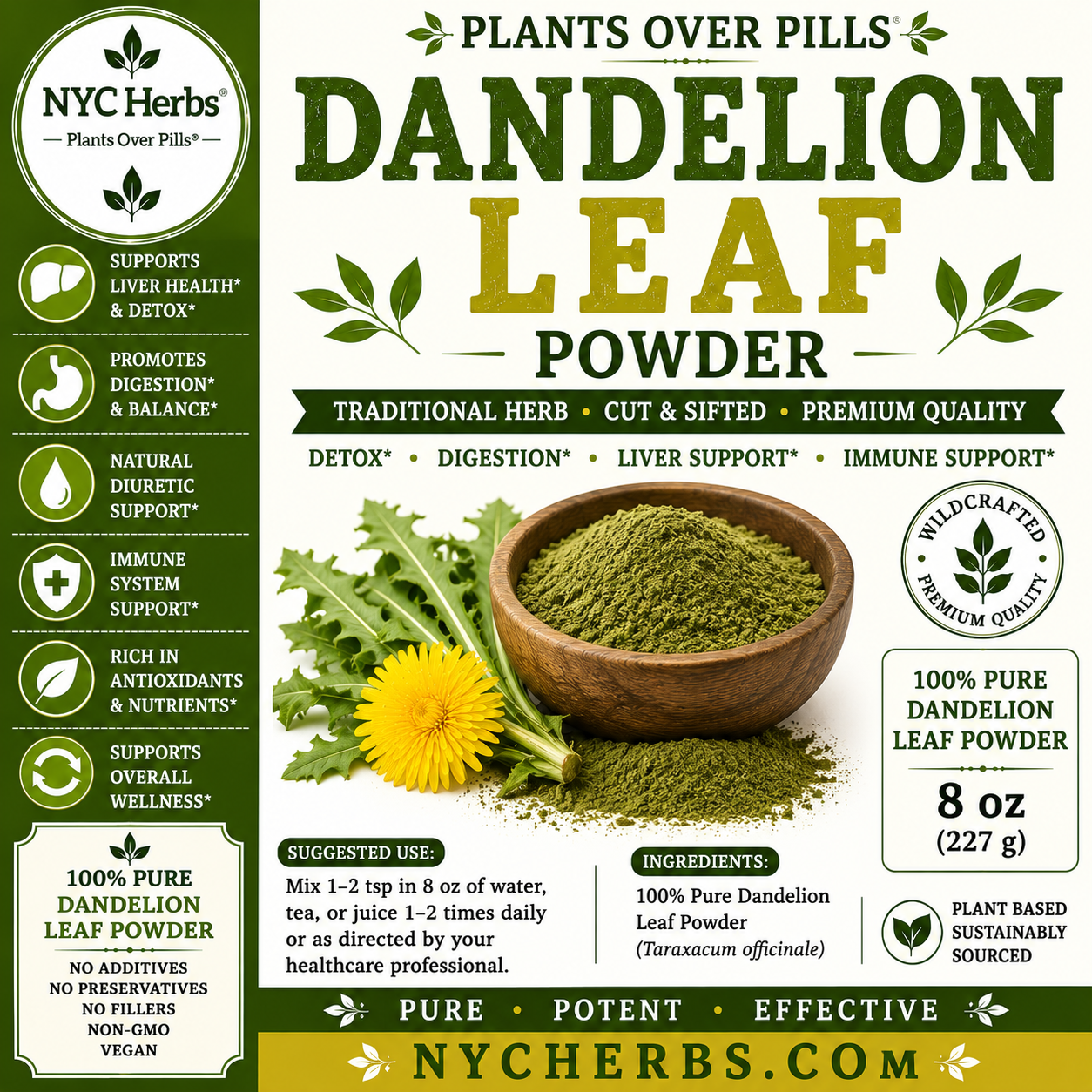 Dandelion Leaf Powder | Alkalizing Balance & Gentle Cleansing