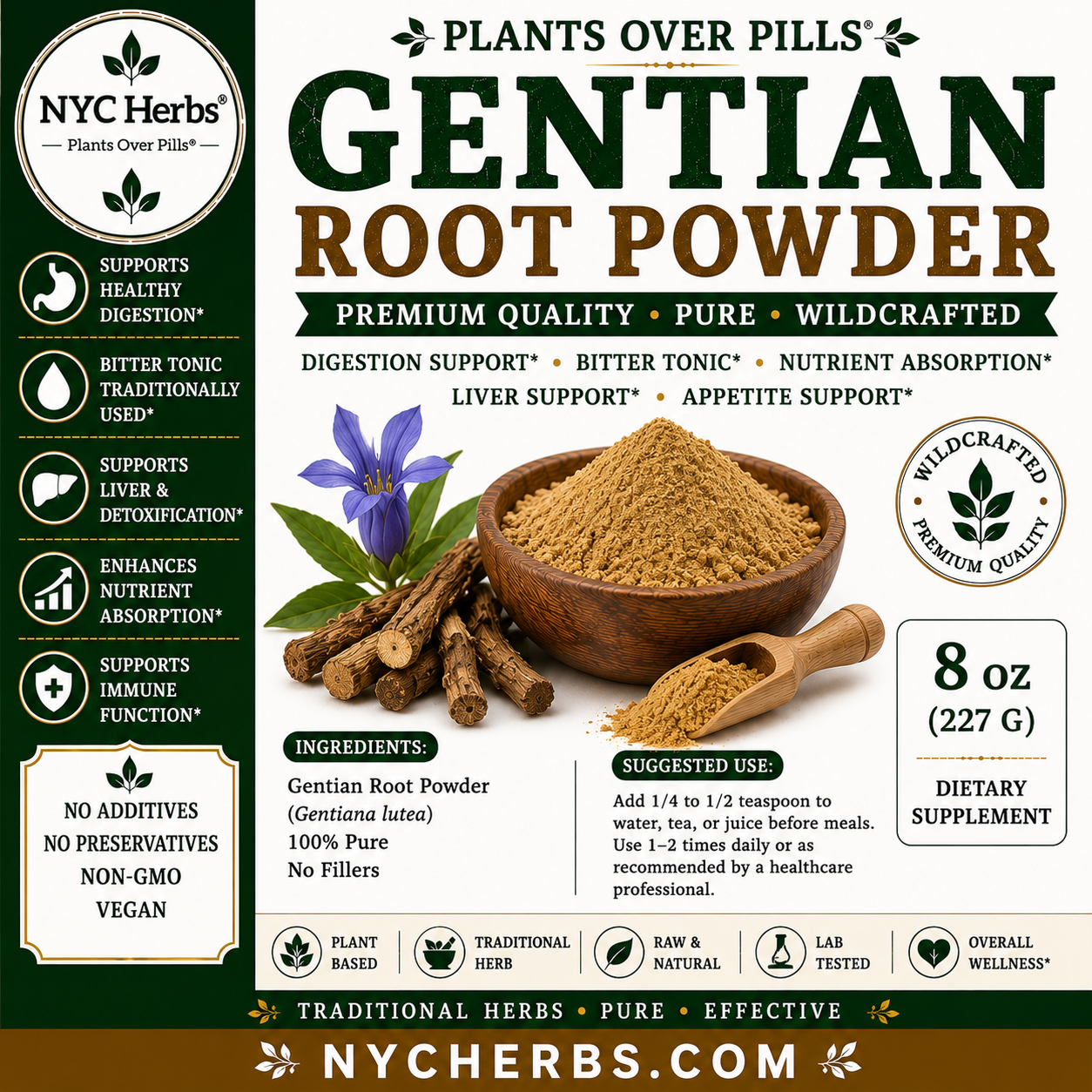 Gentian Root Powder | Potent Bitter & Appetite Stimulant