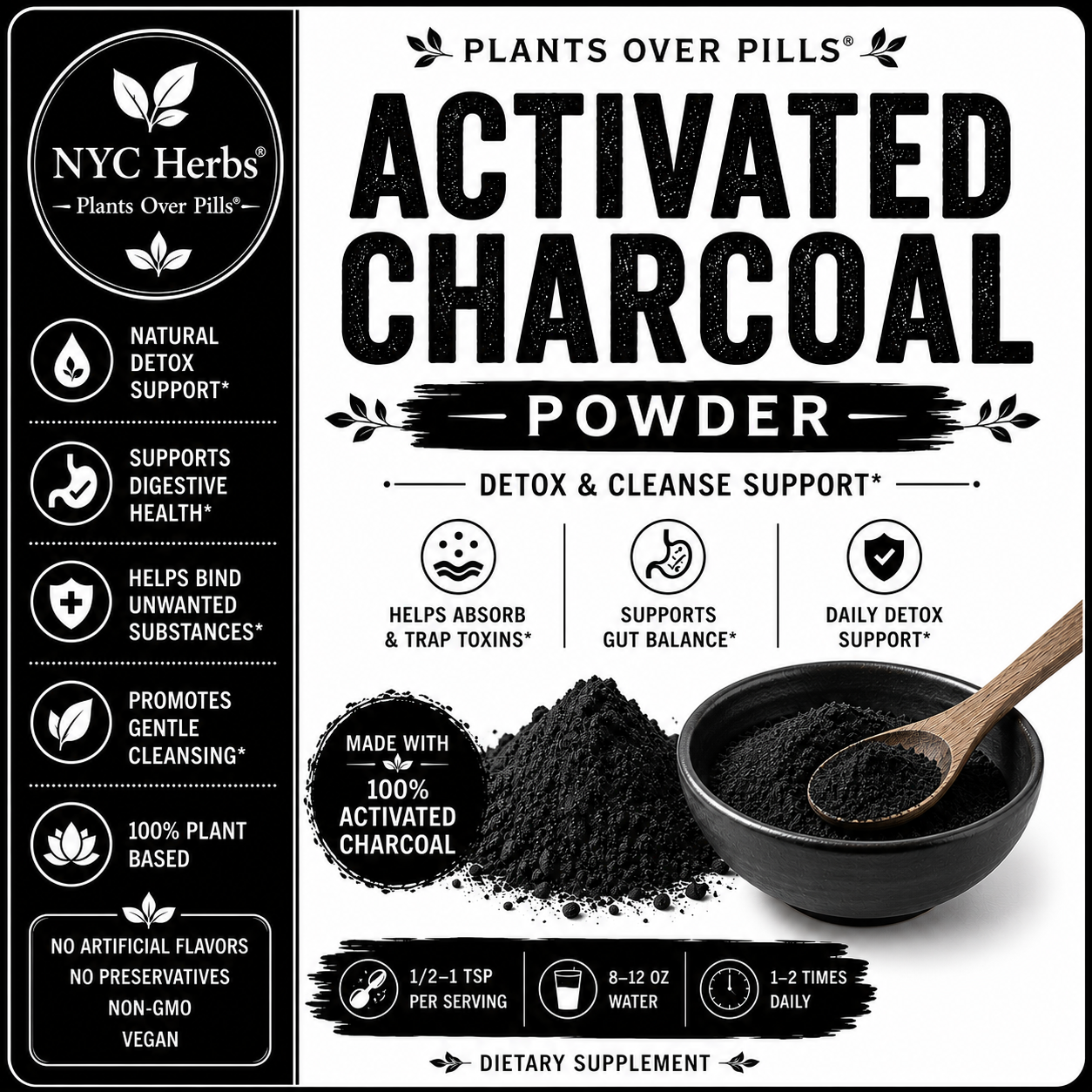 Activated Charcoal Powder | Detox, Gas Relief & Internal Cleansing