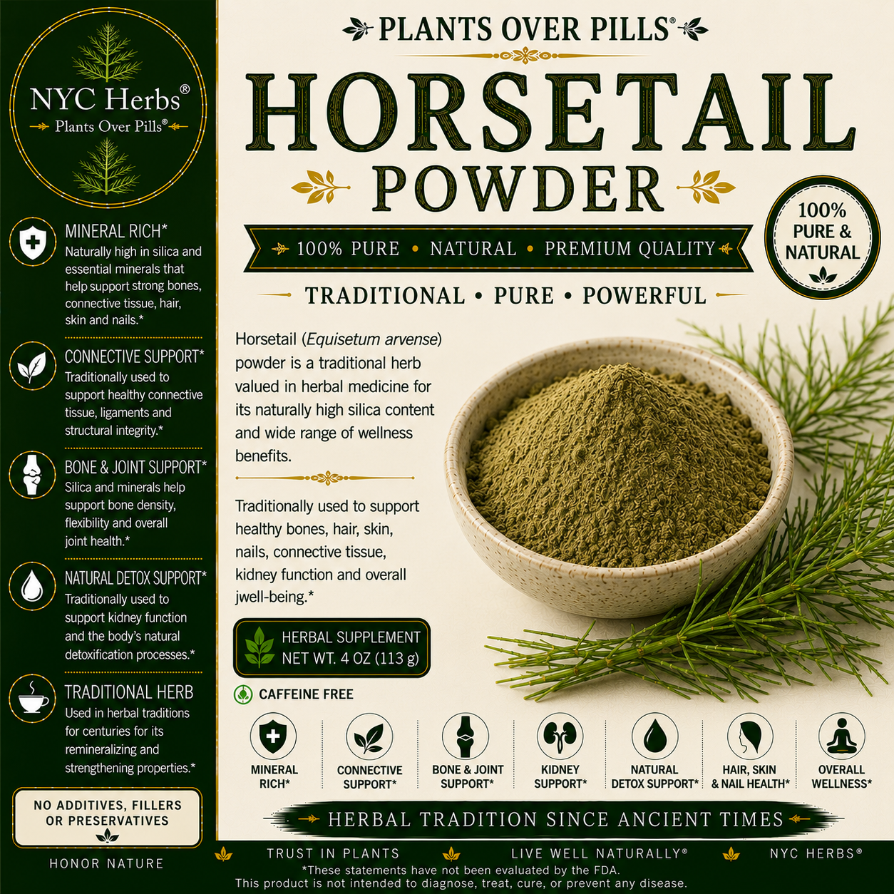 Horsetail Herb Powder | Hair, Skin & Bone Support