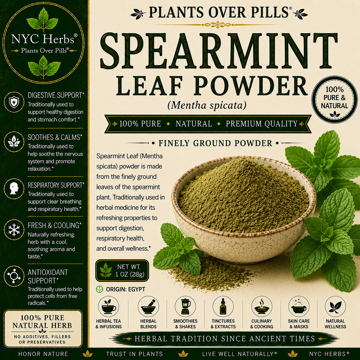 Spearmint Leaf Powder | Digestion, Clarity & Hormonal Balance