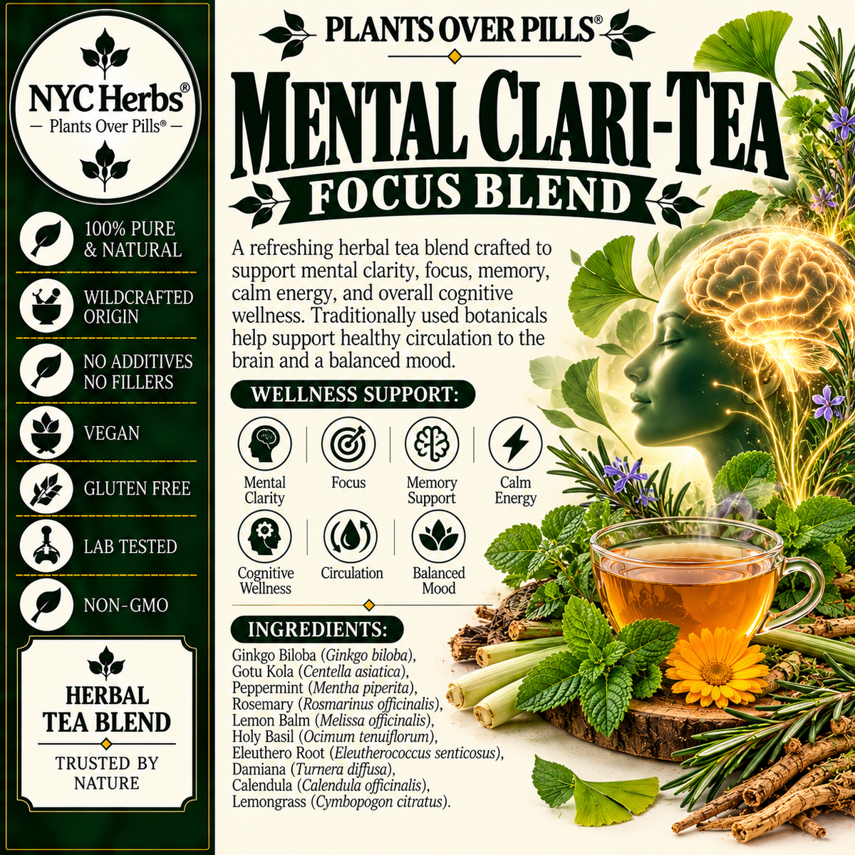 Mental Clari-Tea Focus Blend (30-40 cups)