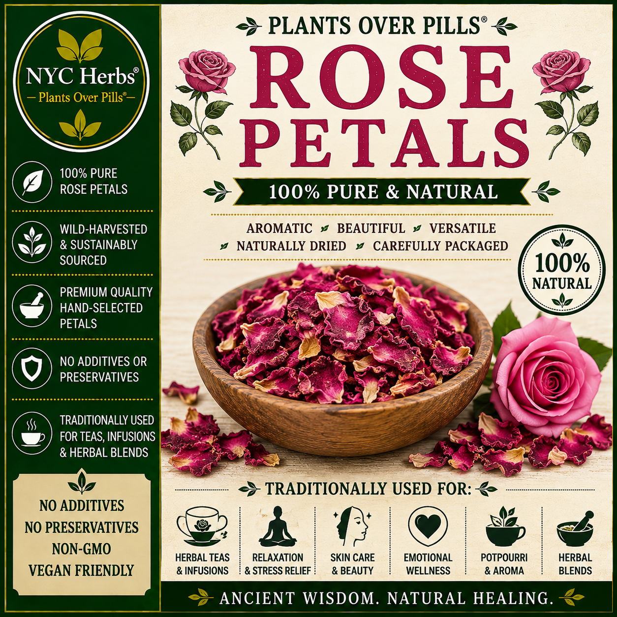Rose Petals | Heart, Skin Glow & Emotional Healing Support