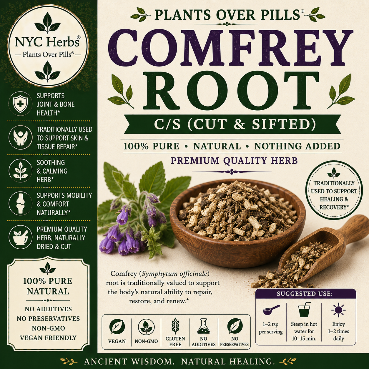Comfrey Root c/s | Bone & Tissue Support