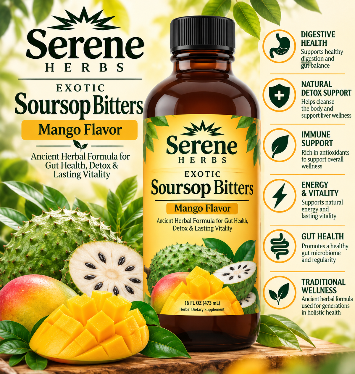 Serene Soursop Bitters 16 oz bottle