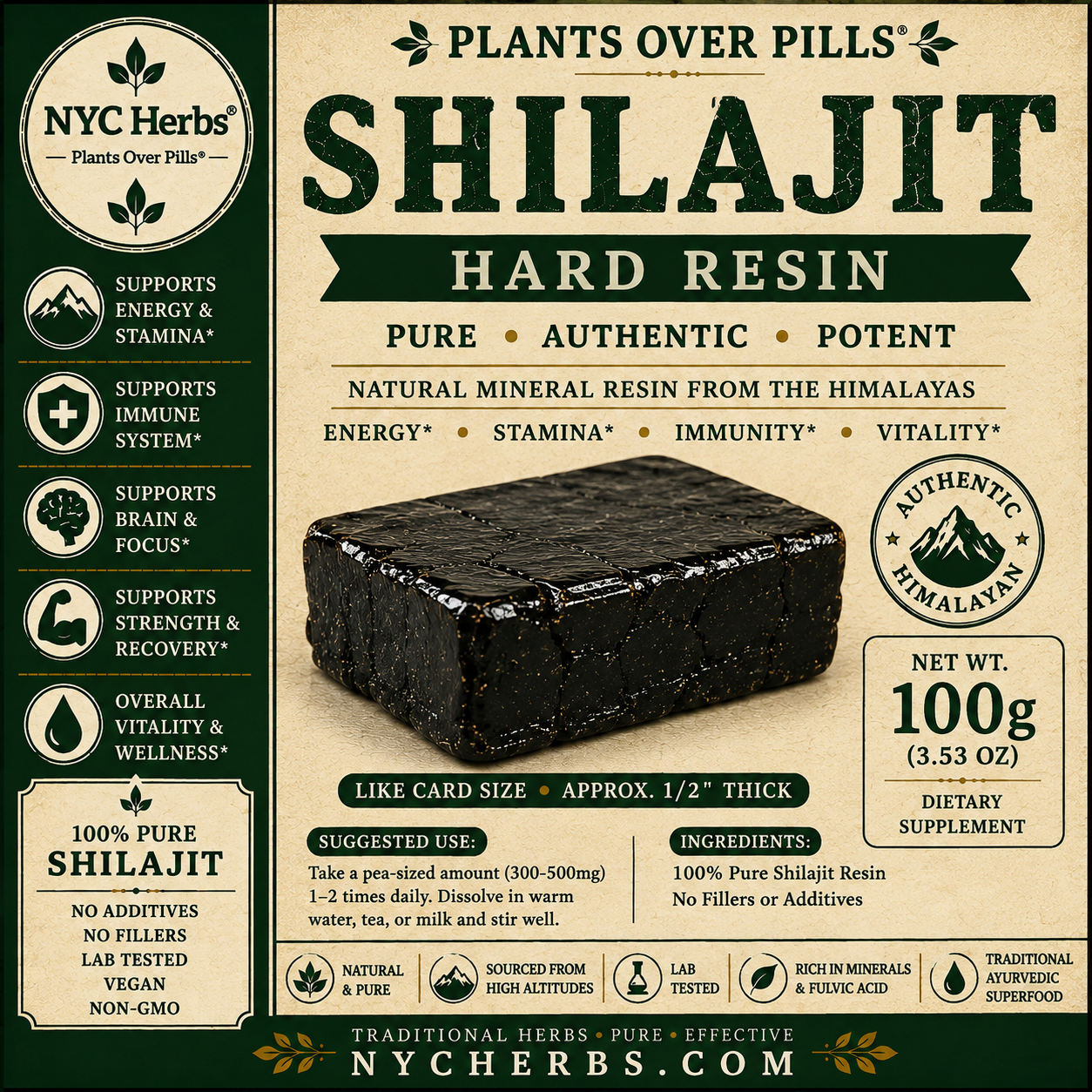 Himalayan Shilajit hard resin 100g | Vitality, Energy & Longevity
