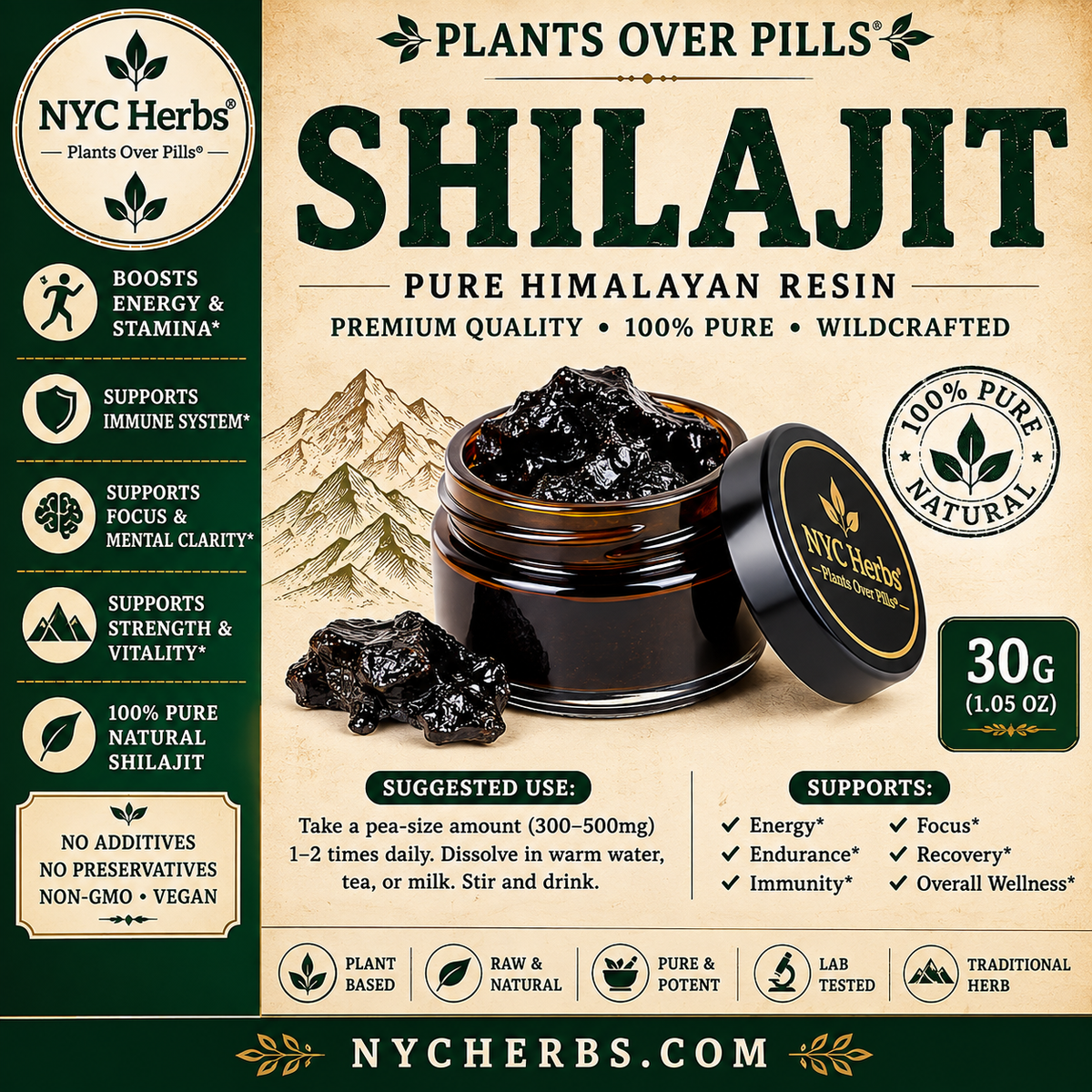 Himalayan Shilajit 30g jar | Vitality, Energy & Longevity